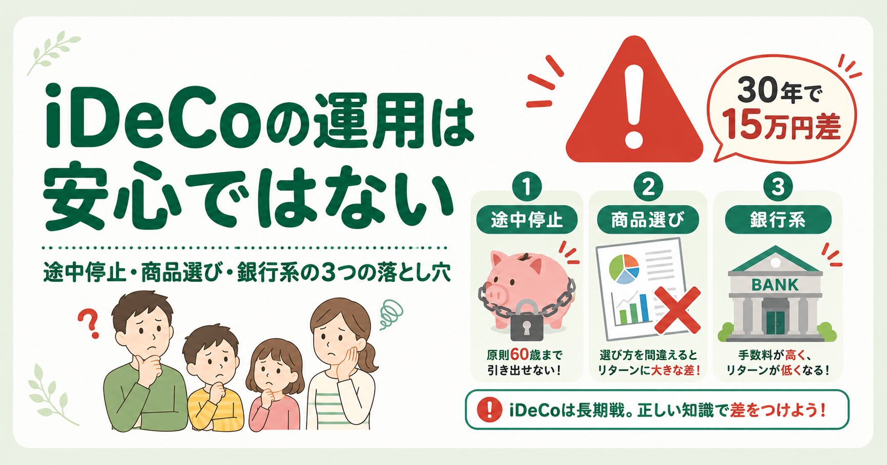iDeCoの「途中減額OK」「元本確保型で安心」は危険｜運用面の3つの落とし穴
