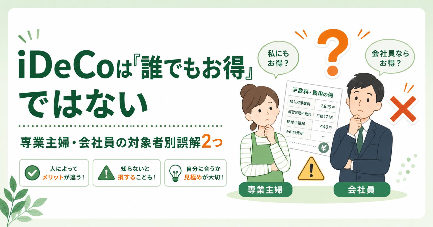 iDeCoは「誰でもお得」ではない｜専業主婦・会社員の対象者別誤解2つ