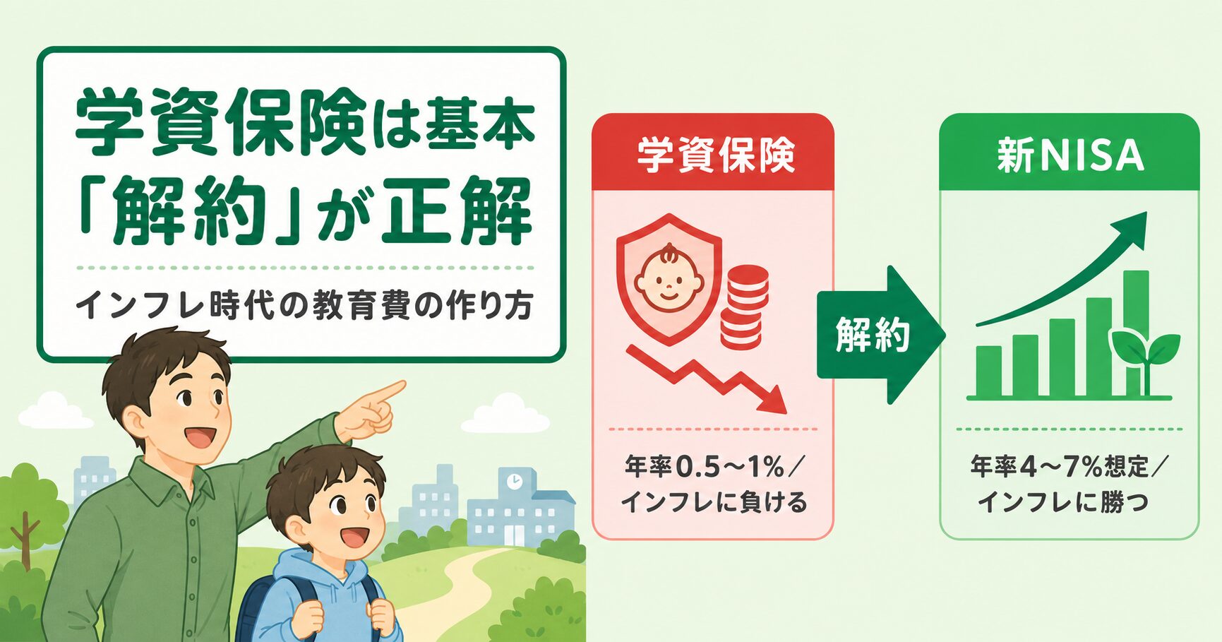 学資保険は基本『解約』が正解｜共働きパパがインフレ時代に選ぶ教育費の作り方