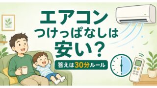 エアコンつけっぱなしは安い？答えは30分ルール｜パパの節約術