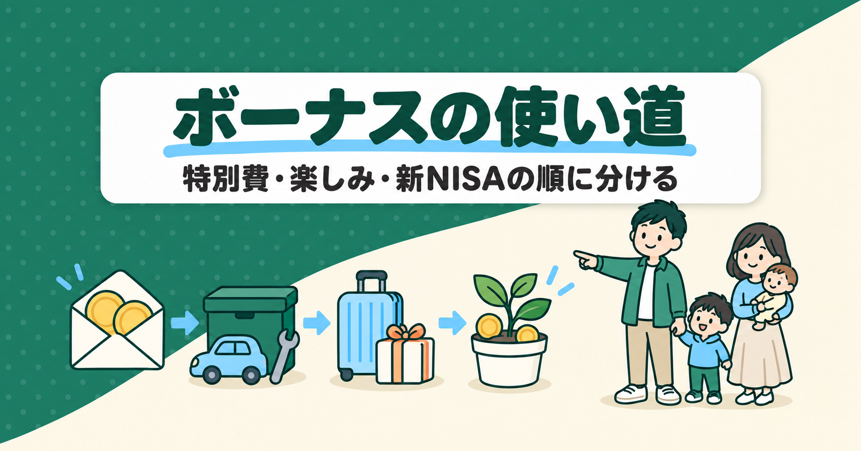 共働きパパのボーナスの使い道｜特別費・楽しみ・新NISAの順に分ける