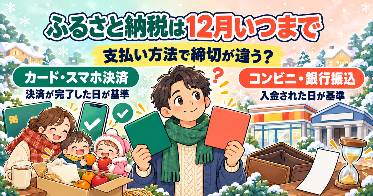 ふるさと納税は12月いつまで？カード・スマホ決済は申し込み完了の日、コンビニ・銀行振込はお金を払った日が基準