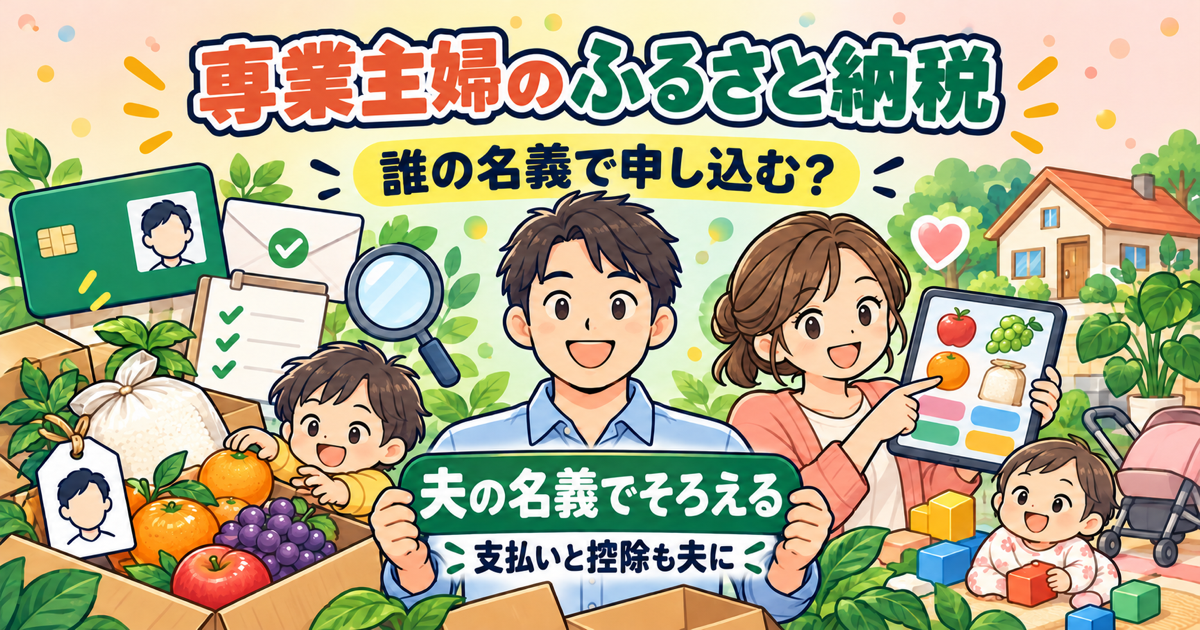 専業主婦のふるさと納税は夫の名義で｜名義・支払い・控除を受ける人を夫にそろえる