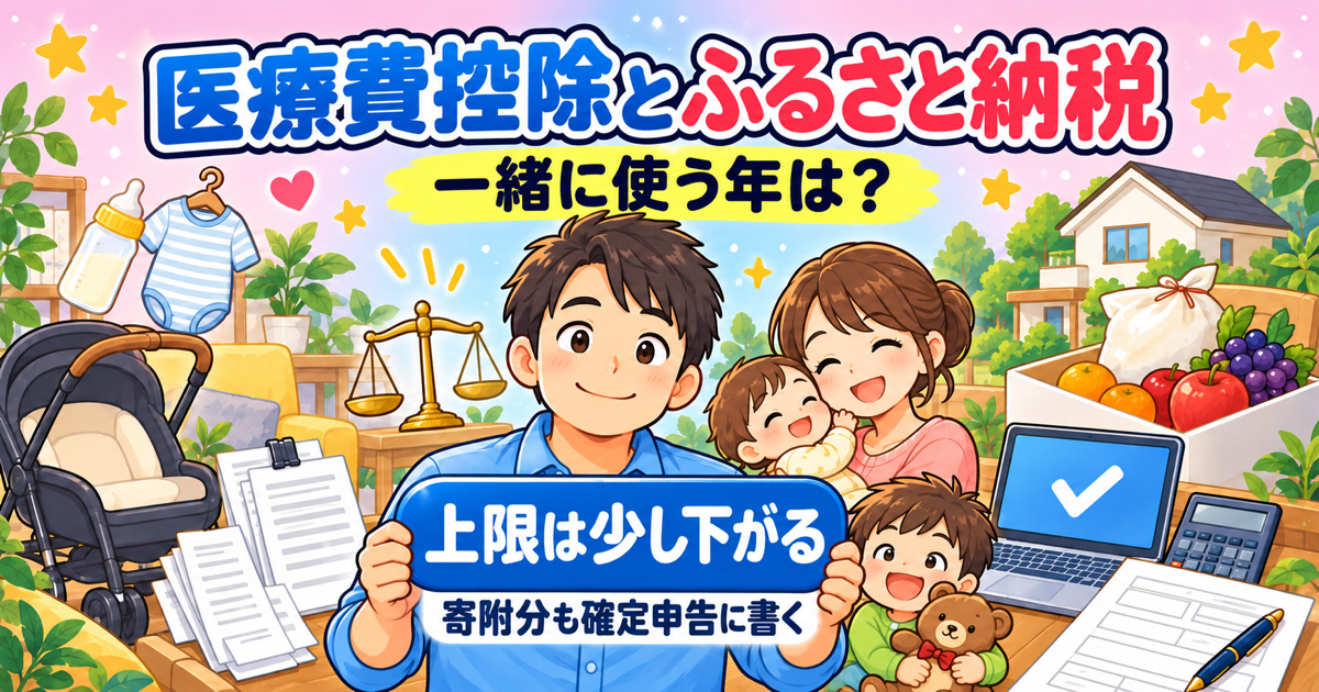 医療費控除とふるさと納税｜医療費控除を使う年は上限が少し下がり、寄附した分も確定申告に書く